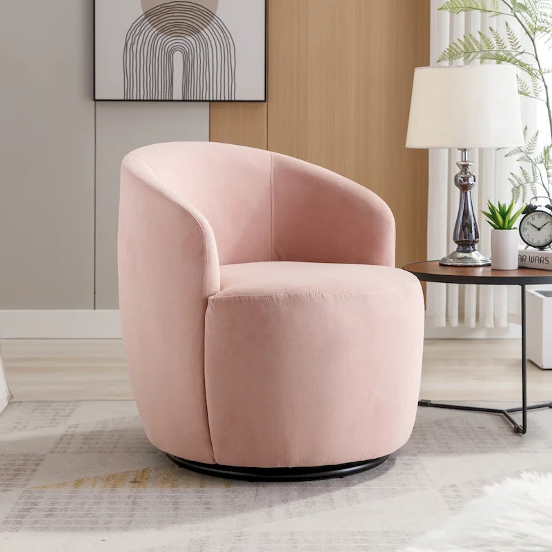 25.6 Swivel Barrel Chair with Black Coating