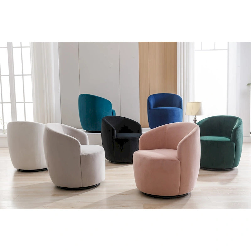 25.6 Swivel Barrel Chair with Black Coating