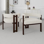 Modern Accent Chair Upholstered Armchair with Open Back 3 Legs Barrel Dining Chair Comfy Side Chair for Living Room Set of 2