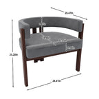 Modern Accent Chair Upholstered Armchair with Open Back 3 Legs Barrel Dining Chair Comfy Side Chair for Living Room Set of 2