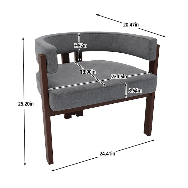 Modern Accent Chair Upholstered Armchair with Open Back 3 Legs Barrel Dining Chair Comfy Side Chair for Living Room Set of 2