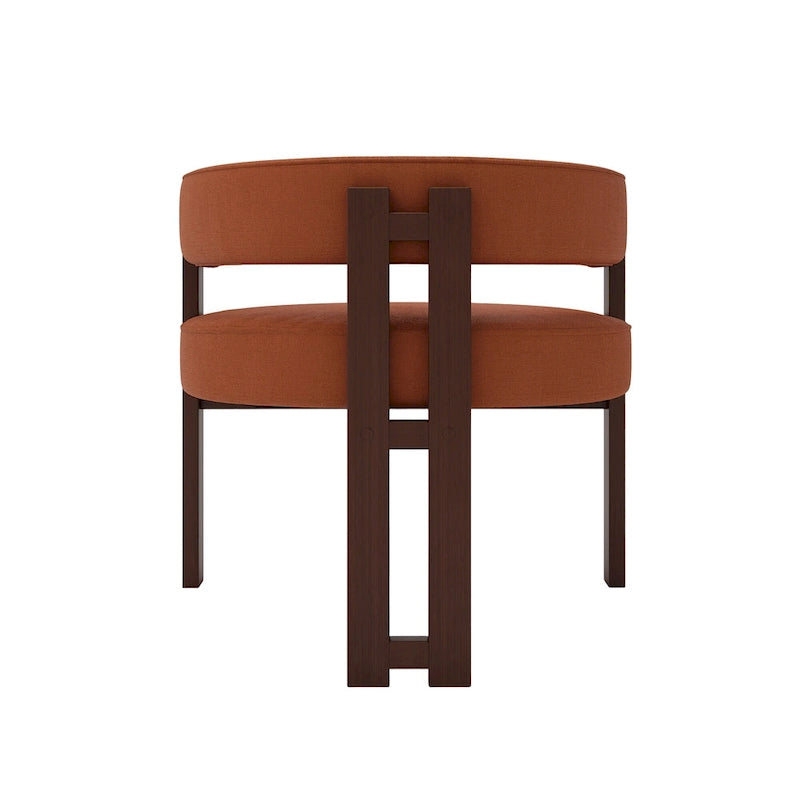 Modern Accent Chair Upholstered Armchair with Open Back 3 Legs Barrel Dining Chair Comfy Side Chair for Living Room Set of 2