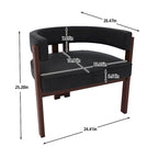 Modern Accent Chair Upholstered Armchair with Open Back 3 Legs Barrel Dining Chair Comfy Side Chair for Living Room Set of 2