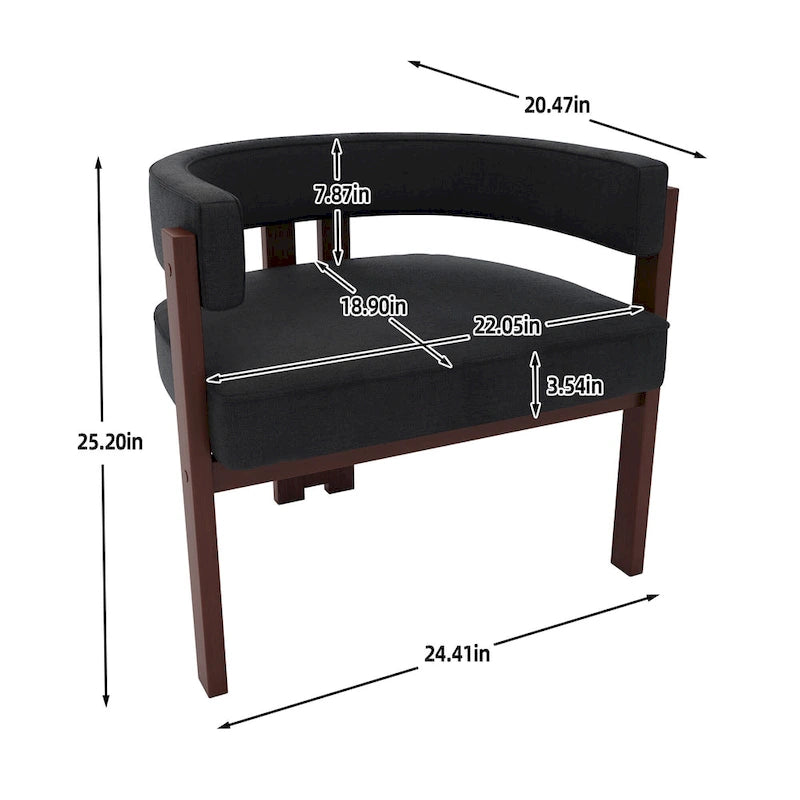 Modern Accent Chair Upholstered Armchair with Open Back 3 Legs Barrel Dining Chair Comfy Side Chair for Living Room Set of 2