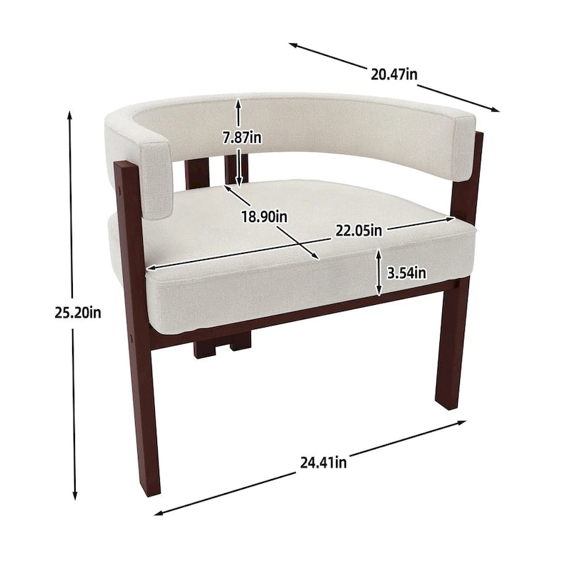 Modern Accent Chair Upholstered Armchair with Open Back 3 Legs Barrel Dining Chair Comfy Side Chair for Living Room Set of 2