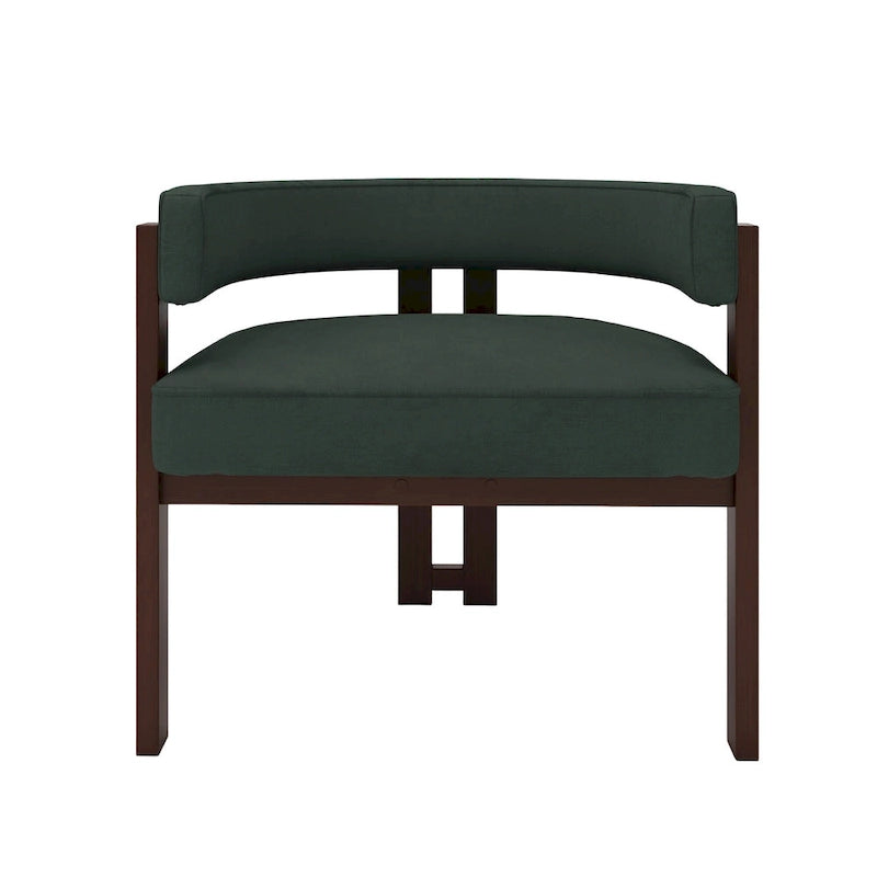 Modern Accent Chair Upholstered Armchair with Open Back 3 Legs Barrel Dining Chair Comfy Side Chair for Living Room Set of 2