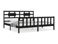 Black Solid Wood Bed Frame, 200 x 200 cm