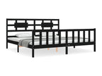 Black Solid Wood Bed Frame, 200 x 200 cm