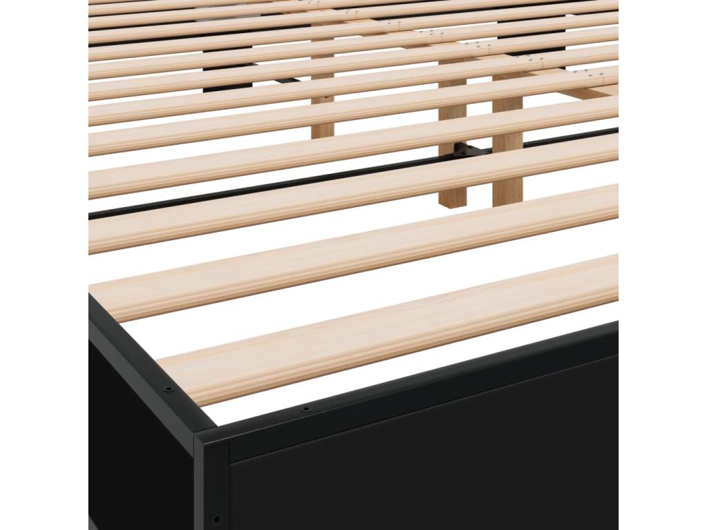 Black Engineered Wood Bed Frame, 200 x 200 cm