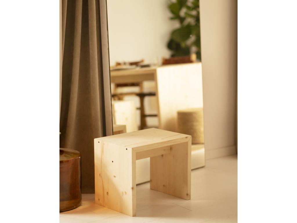 Beige Pine Wood Table, 45 x 50 cm