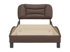 Brown Faux Leather Bed Frame, 90 x 200 cm