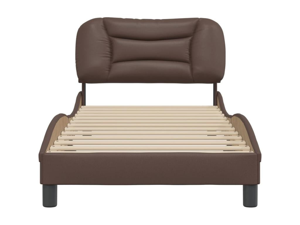 Brown Faux Leather Bed Frame, 90 x 200 cm