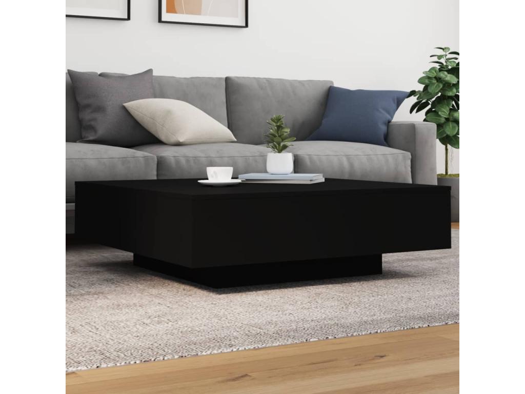 Black Engineered Wood Coffee Table, 100 x 100 x 31 cm