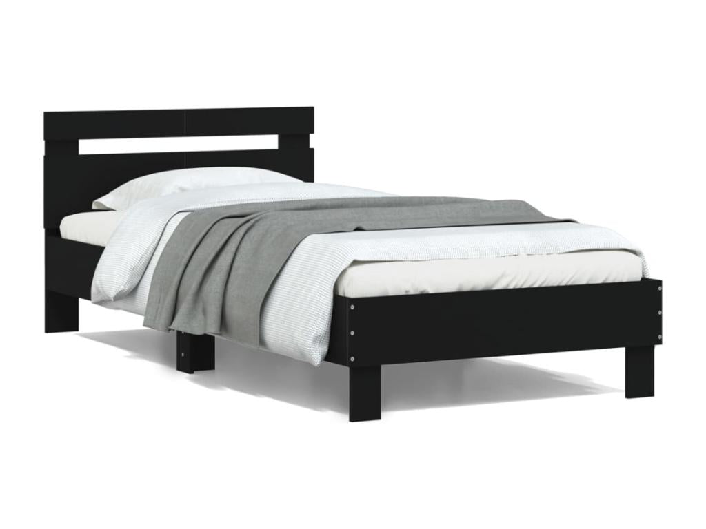 Black Engineered Wood Bed Frame, 100 x 200 cm - dlz1766457010951