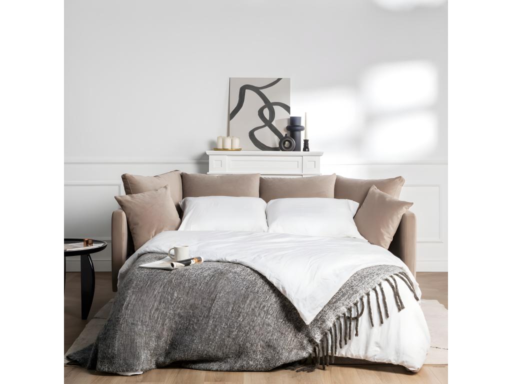 Beige Velvet Sofa Bed