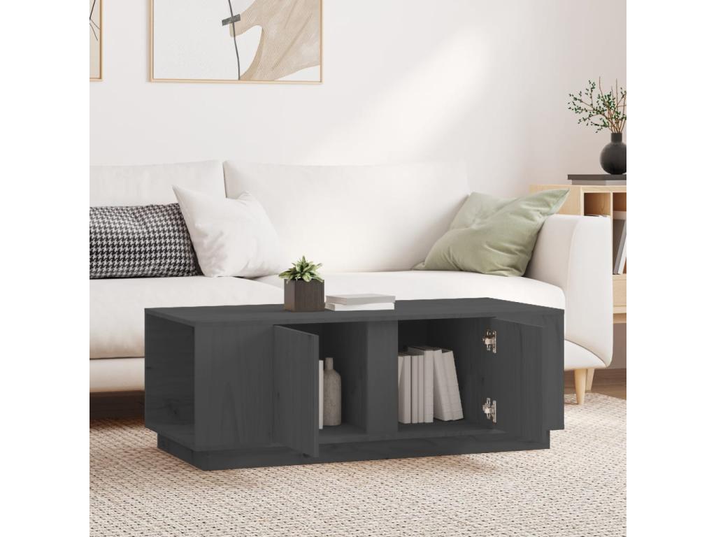 Gray Solid Wood Coffee Table, 110 x 50 x 40 cm