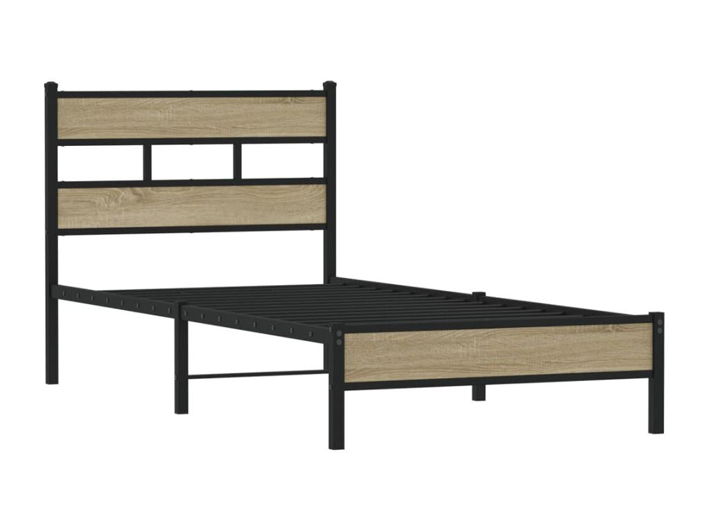 Brown Oak Wood Bed Frame, 80 x 200 cm