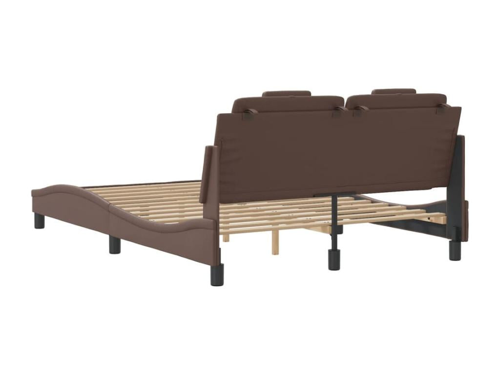 Brown Faux Leather Bed Frame, 140 x 190 cm