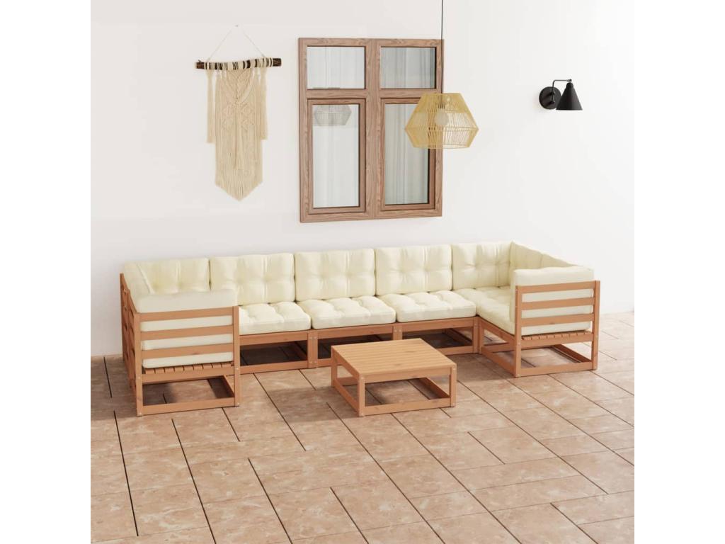 Brown Pine Wood Outdoor Furniture Set - dlz1766457024873
