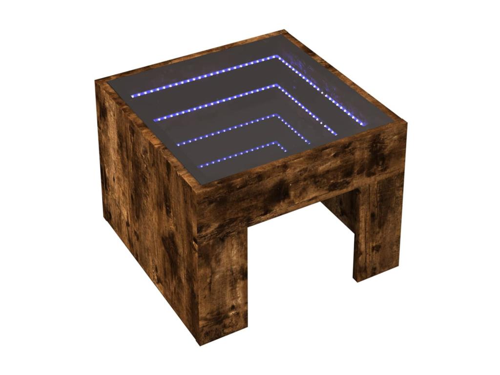 Brown Oak Wood Table, 40 x 40 x 30 cm