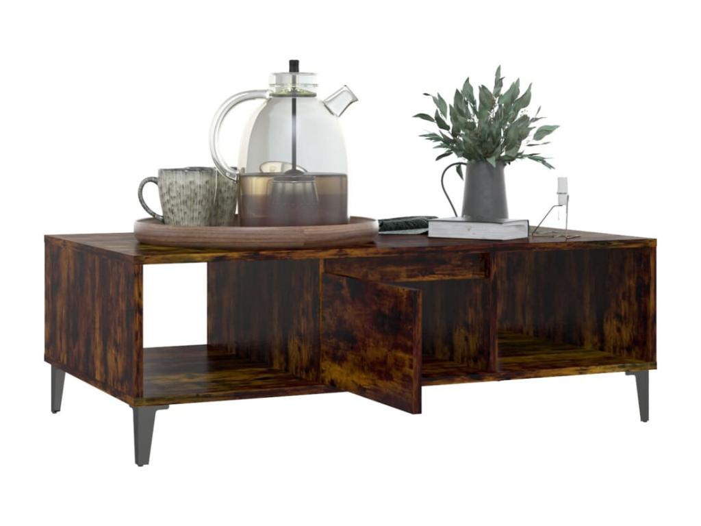 Brown Oak Wood Coffee Table, 103.5 x 60 x 35 cm