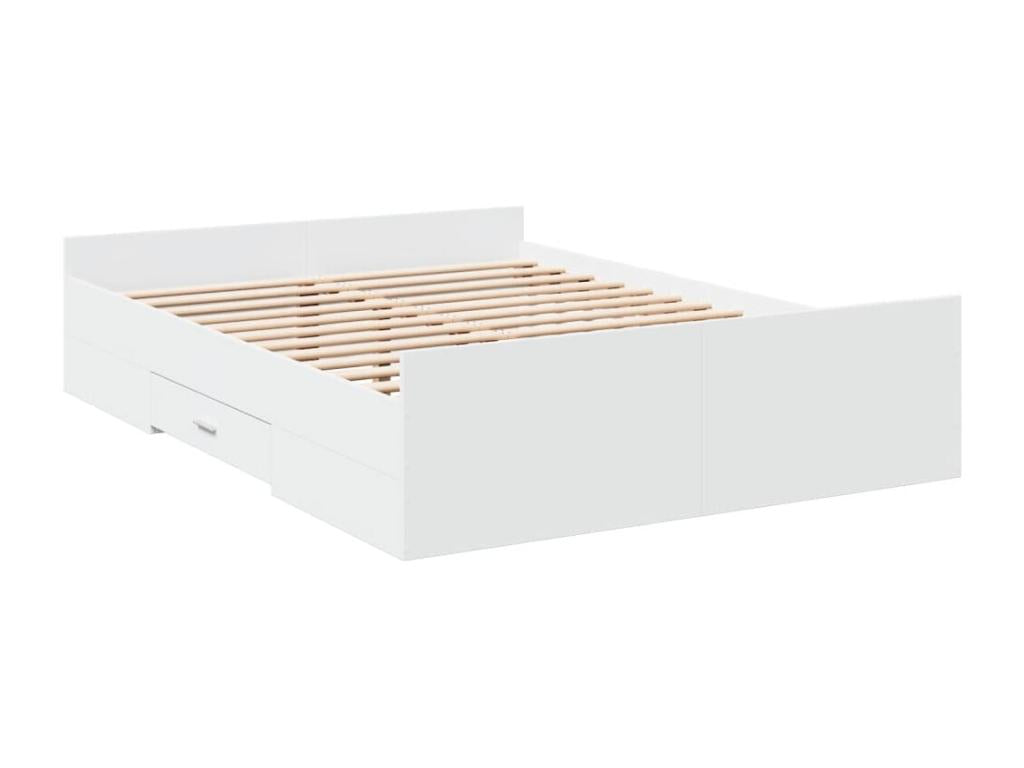 White Engineered Wood Bed Frame, 135 x 190 cm