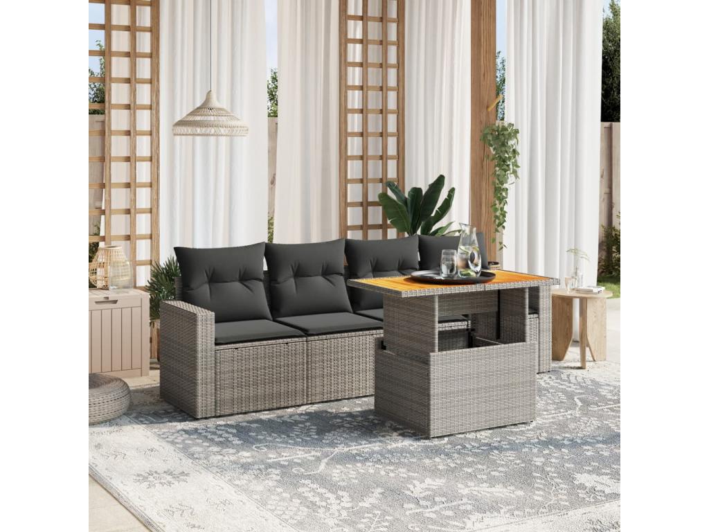 Gray Woven Resin Wicker Outdoor Furniture Set - dlz1766456917494