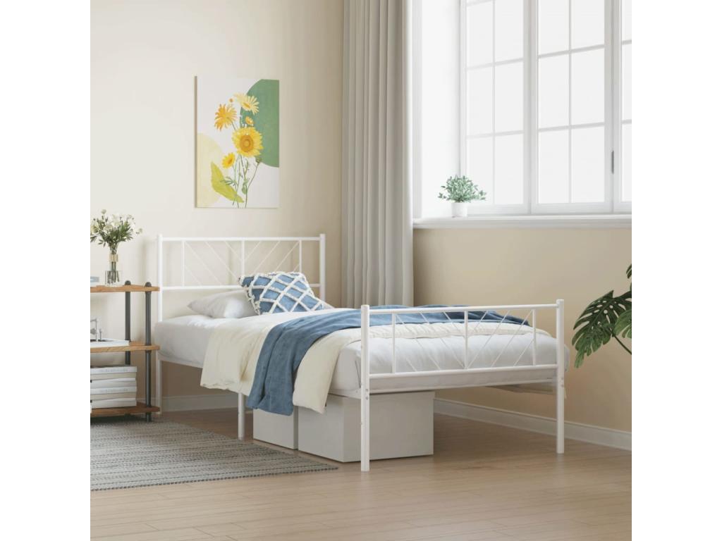 White Metal Bed Frame, 80 x 200 cm