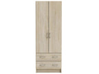 Natural Oak Wood Wardrobe, 60.9 x 169.5 x 41.1 cm
