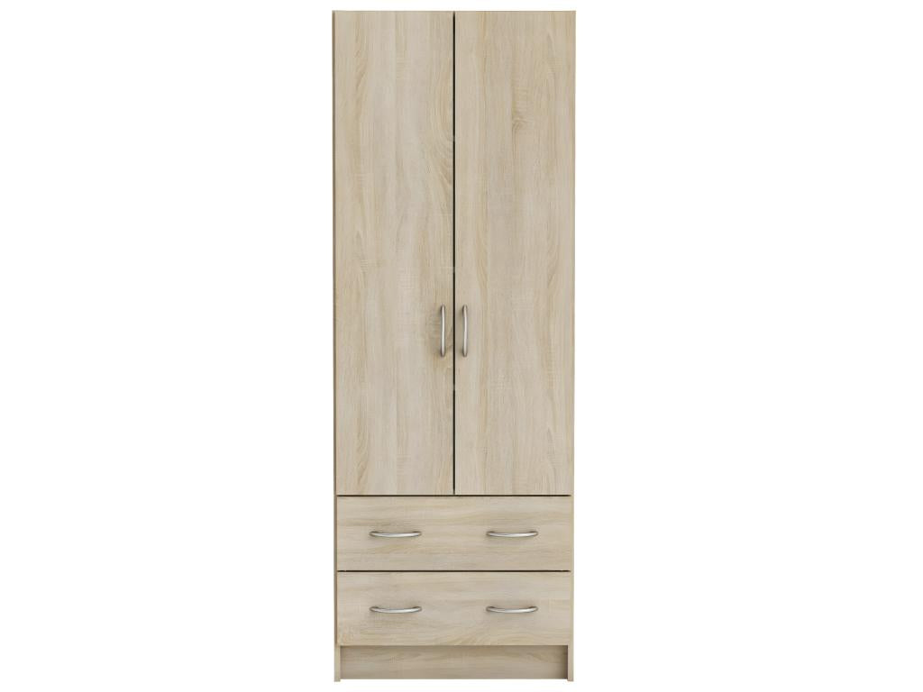 Natural Oak Wood Wardrobe, 60.9 x 169.5 x 41.1 cm