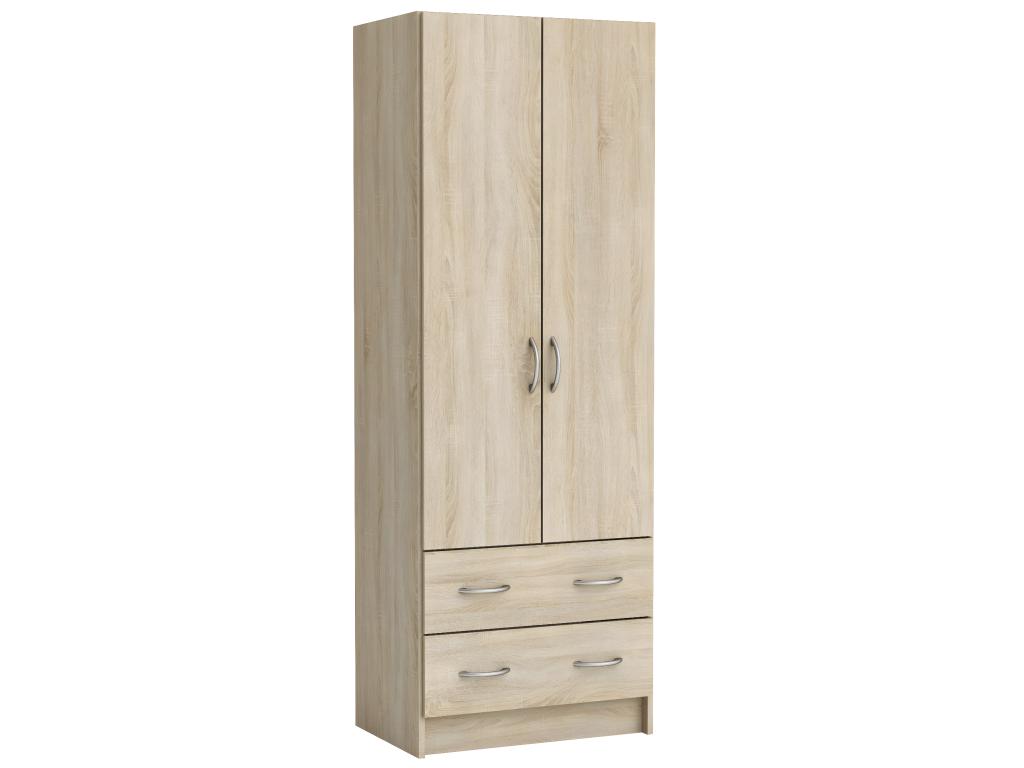 Natural Oak Wood Wardrobe, 60.9 x 169.5 x 41.1 cm