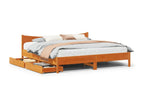 Brown Pine Wood Bed Frame, 180 x 200 cm