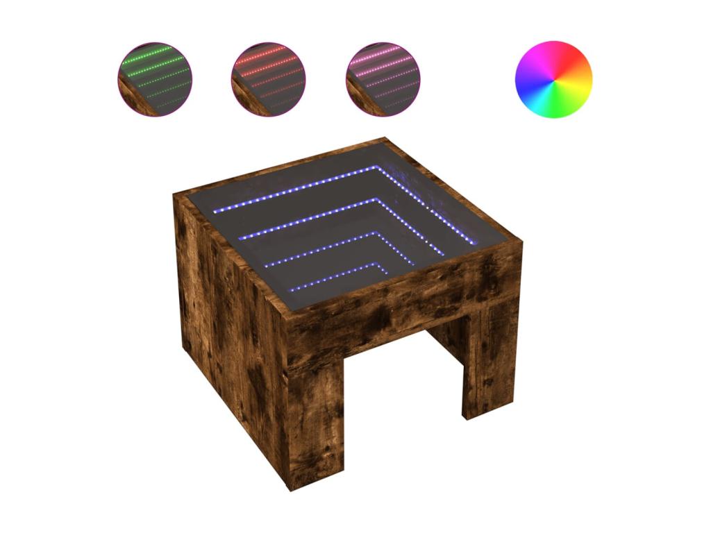 Brown Oak Wood Table, 40 x 40 x 30 cm