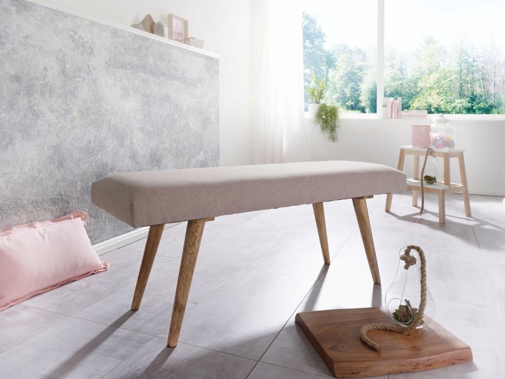 Beige Fabric Bench