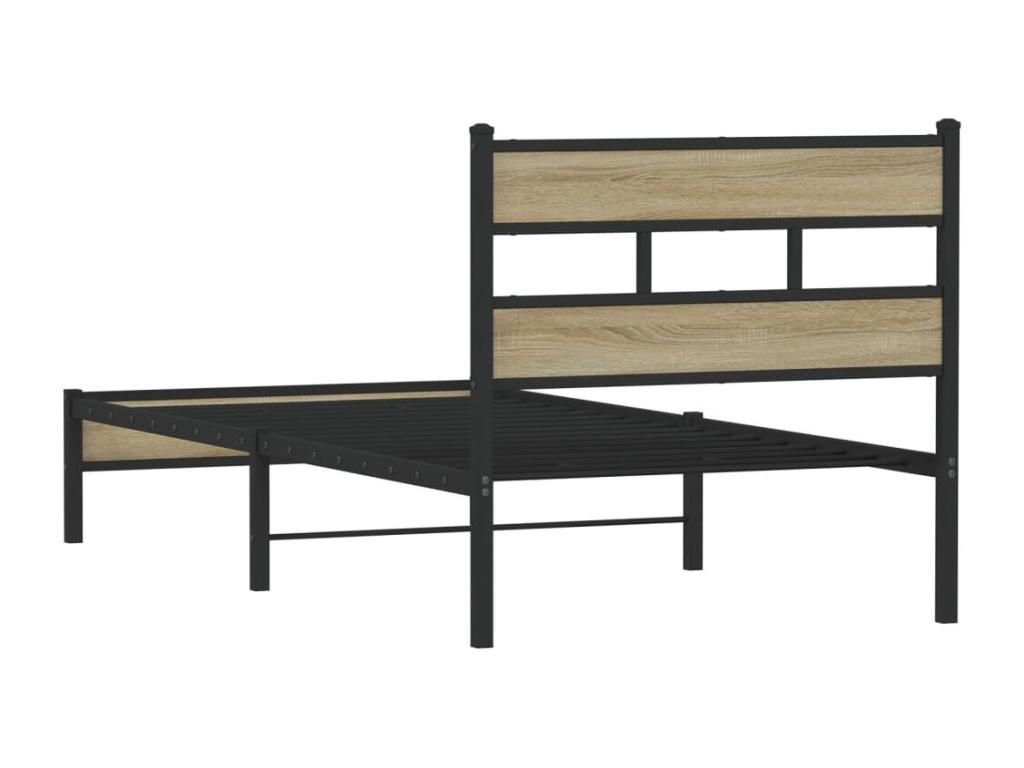 Brown Oak Wood Bed Frame, 80 x 200 cm