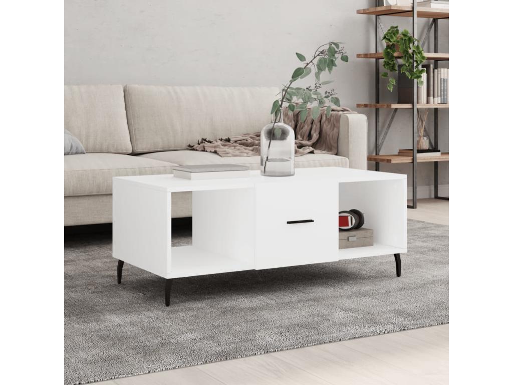 White Engineered Wood Coffee Table, 102 x 50 x 40 cm
