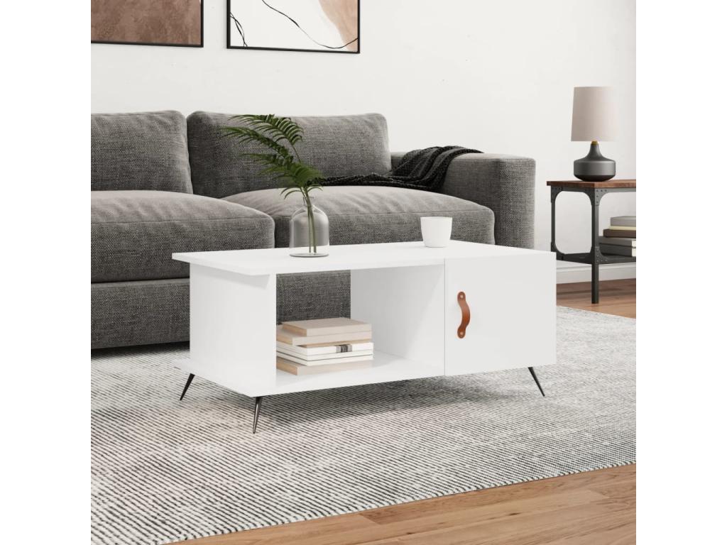 White Engineered Wood Coffee Table, 90 x 50 x 40 cm