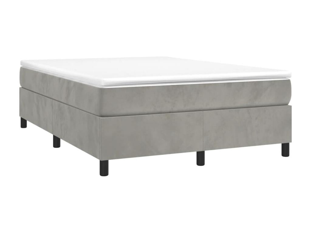 Gray Velvet Bed Frame, 140 x 200 cm