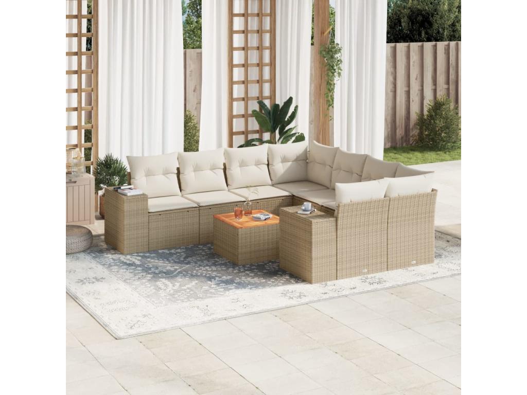 Beige Woven Resin Wicker Outdoor Furniture Set - dlz1766456809214