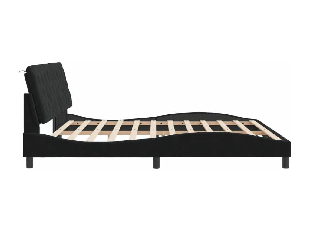 Black Velvet Bed Frame, 200 x 200 cm