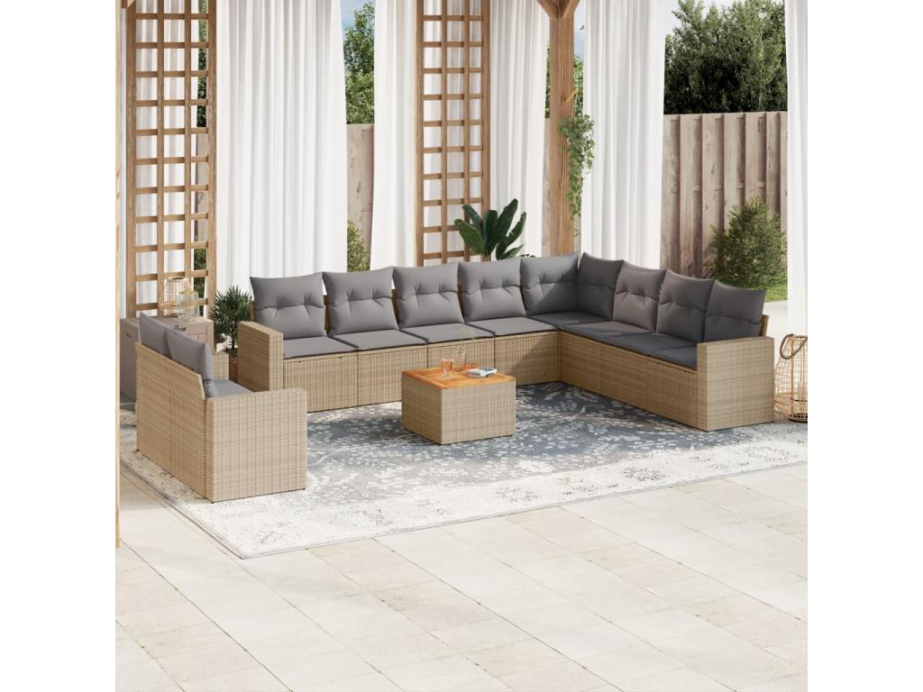 Beige Woven Resin Wicker Outdoor Furniture Set - dlz1766456463707