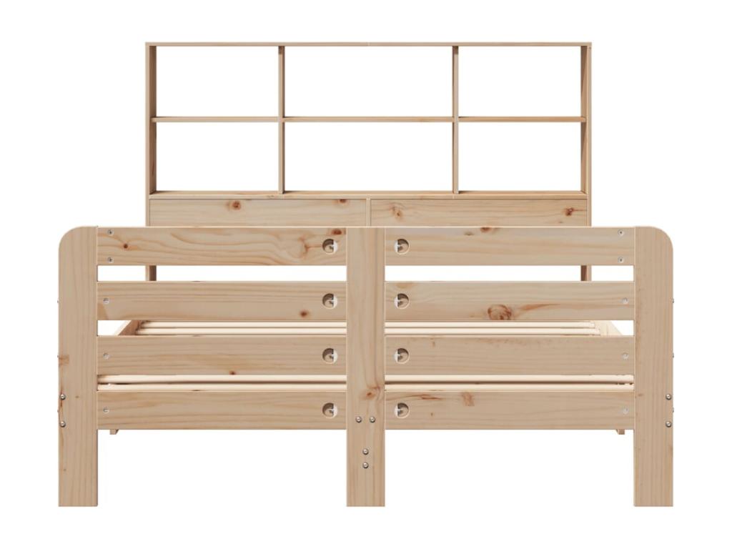 Brown Pine Wood Bed Frame, 150 x 200 cm