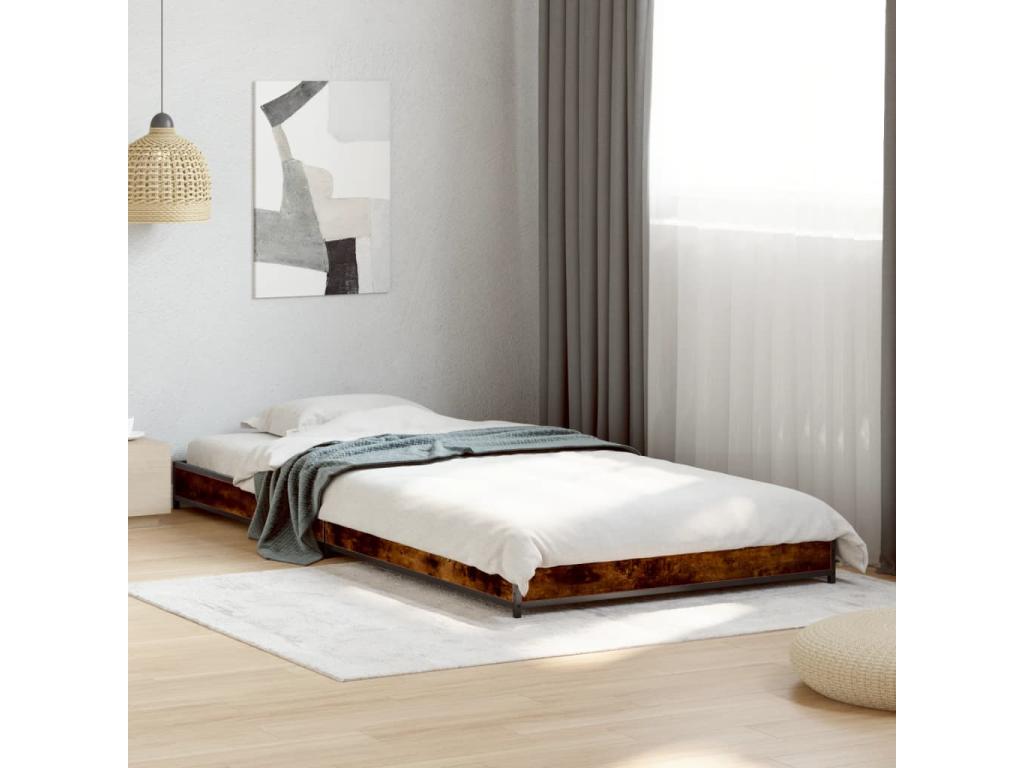 Brown Engineered Wood Bed Frame, 90 x 190 cm