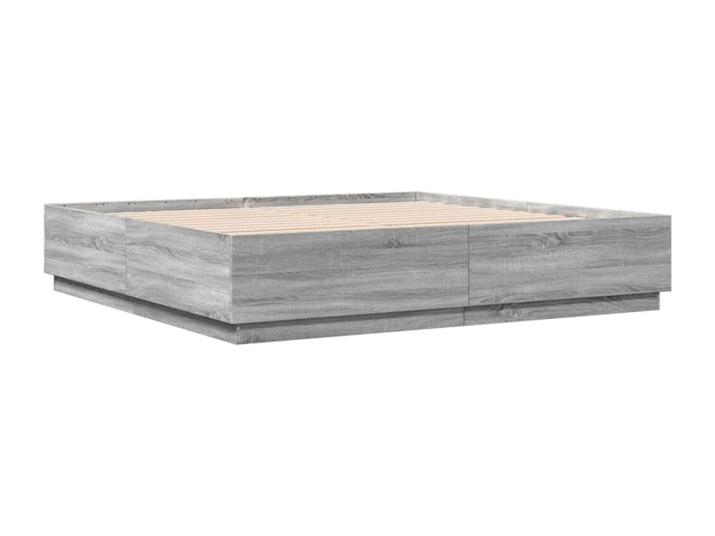 Gray Engineered Wood Bed Frame, 180 x 200 cm
