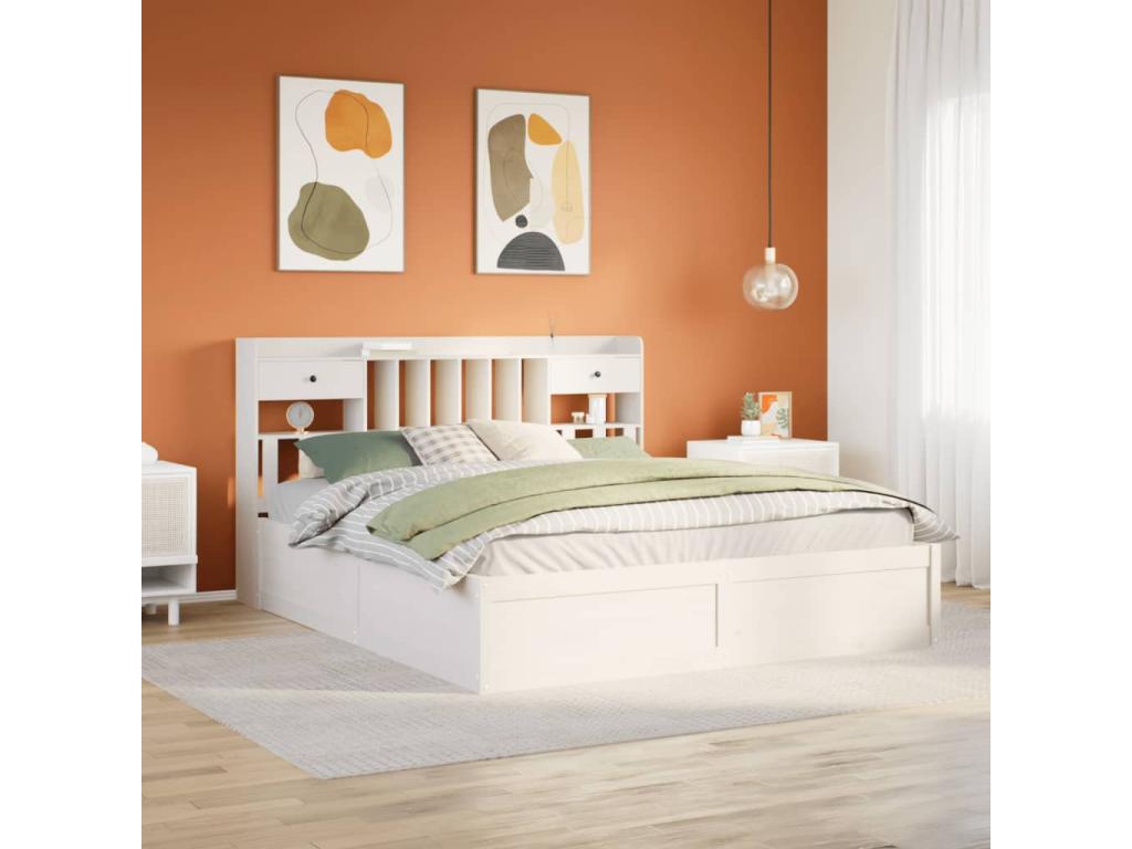 White Solid Wood Bed Frame, 180 x 200 cm - dlz1766457035229