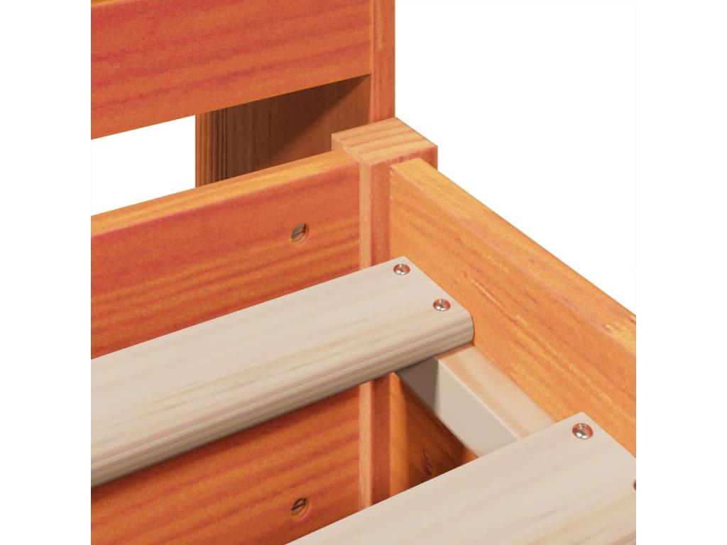 Brown Pine Wood Bed Frame, 200 x 200 cm