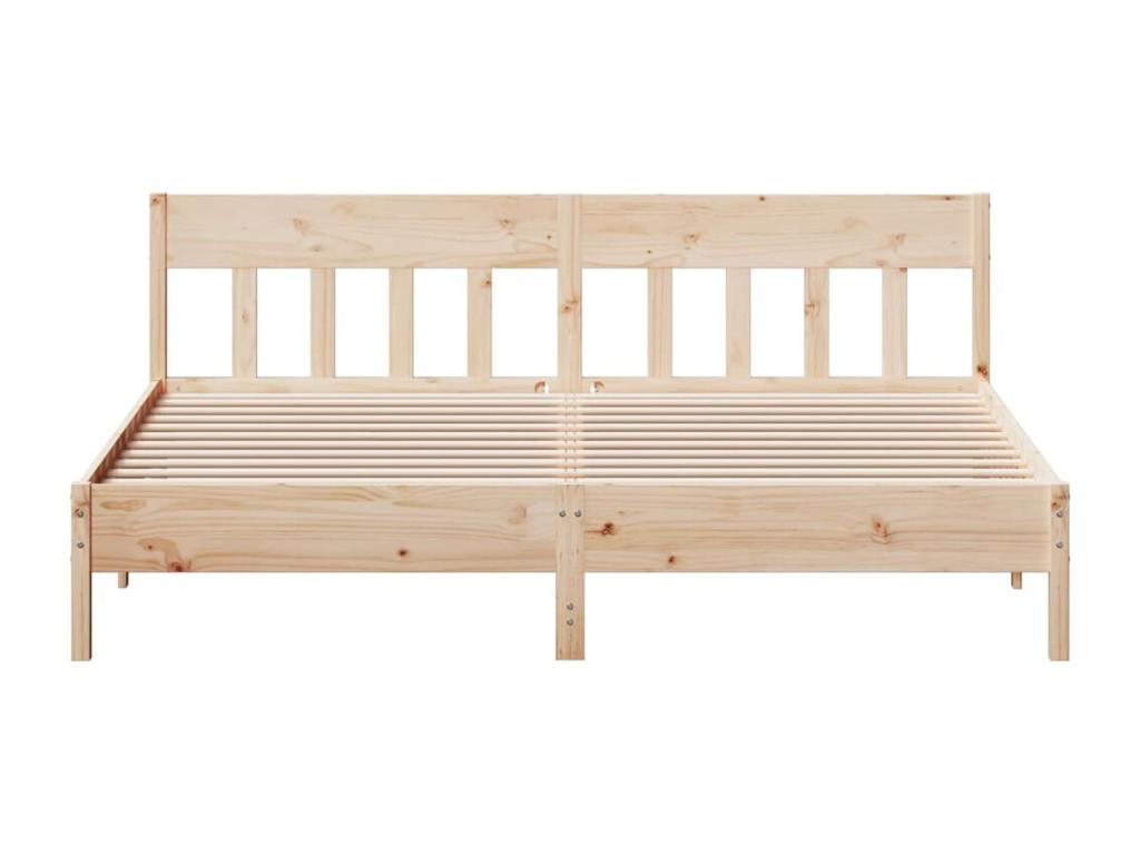 Brown Solid Wood Bed Frame, 200 x 200 cm