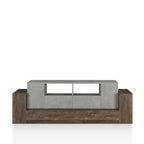 Geso Industrial Oak and Light Grey 71-inch 4-Shelf TV Console by Furniture of America