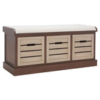 SAFAVIEH Mozella 3-Drawer Cushion Bench - 42 W x 15 D x 20 H - 42Wx15Dx20H