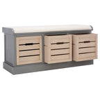 SAFAVIEH Mozella 3-Drawer Cushion Bench - 42 W x 15 D x 20 H - 42Wx15Dx20H